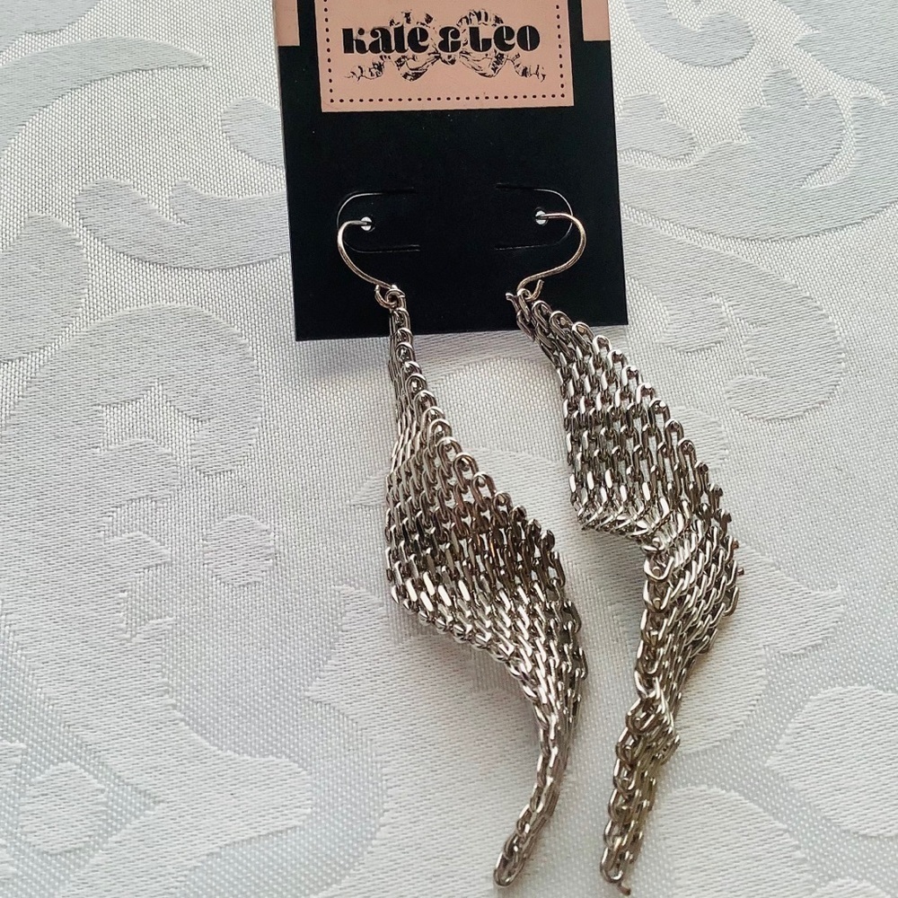 Silver Netted Spiral Earrings - Picture 4 of 5
